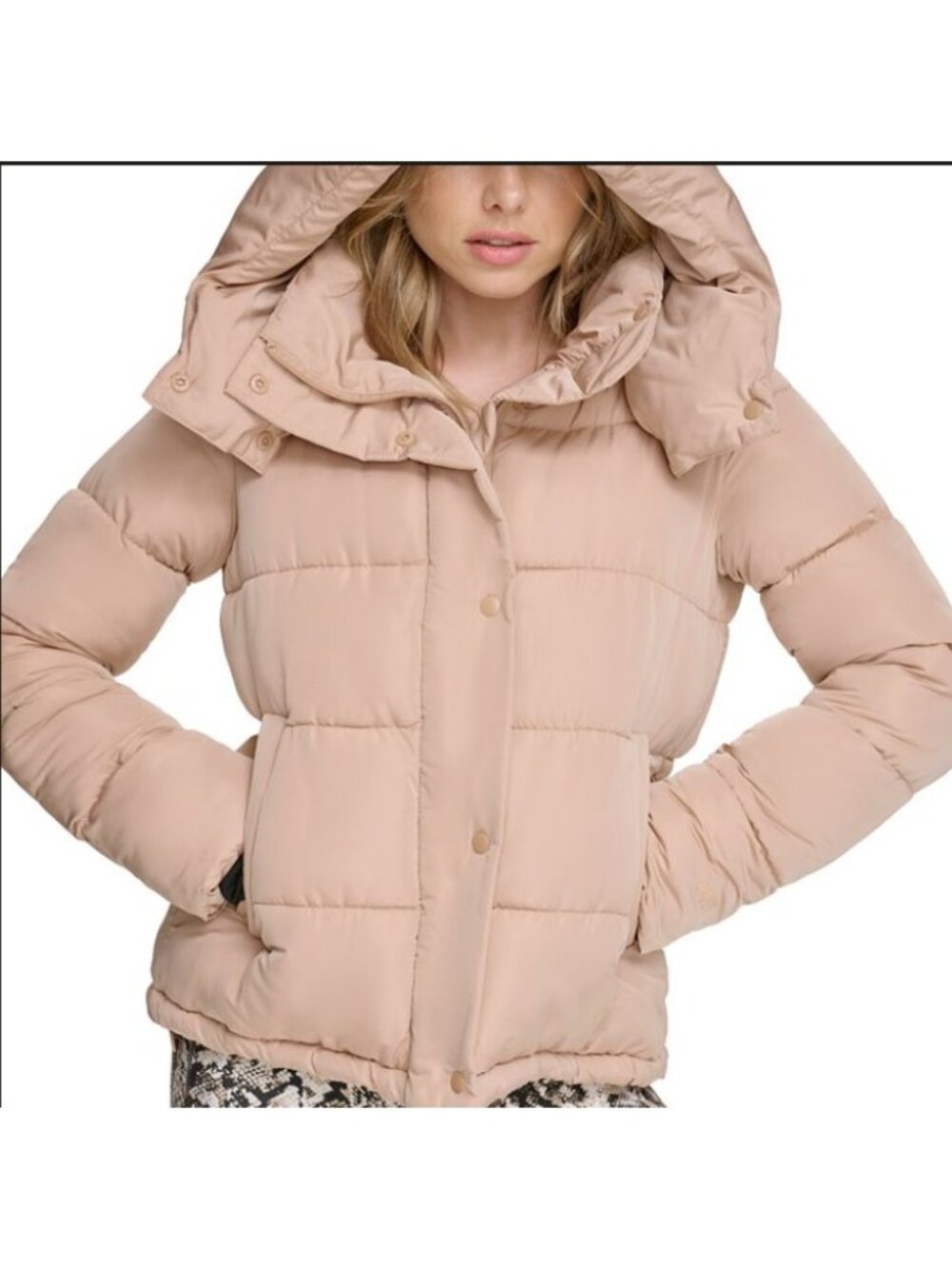 DKNY Sport Womens Performance Lightweight Full Zipper Puffer Jacket - Praline - - Picture 3 of 5
